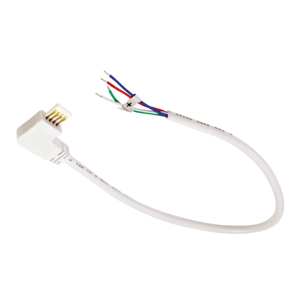 12" Side Power Line Cable Open Wire for Lightbar Silk, Left, White