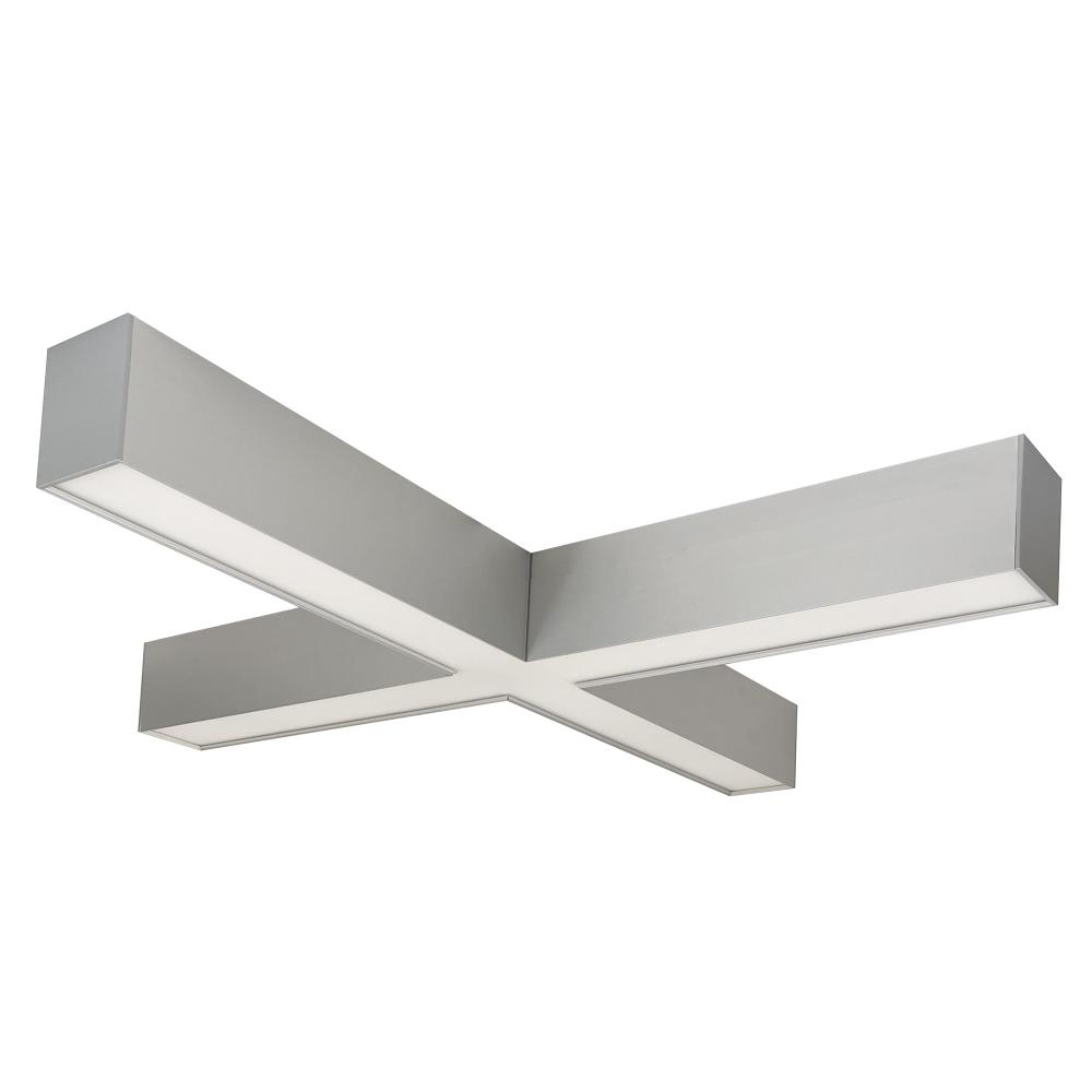 "X" Shaped L-Line LED Indirect/Direct Linear, 6028lm / Selectable CCT, Aluminum finish