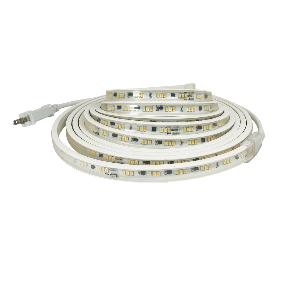 120V Continuous LED Tape Light, 150-ft, 330lm / 3.6W per foot, 2700K, w/ Mounting Clips and 8'