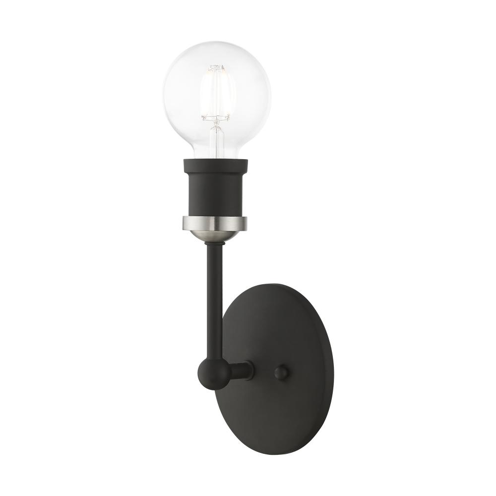 1 Light Black with Brushed Nickel Accents ADA Vanity Sconce