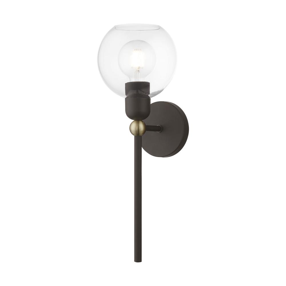 1 Light Bronze with Antique Brass Accents Sphere Single Sconce