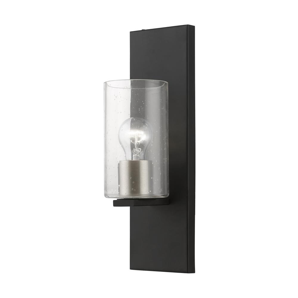 1 Light Black with Brushed Nickel Accents Wall Sconce