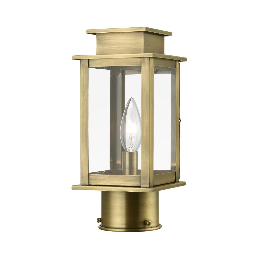 1 Light Antique Brass Outdoor Mini Post Top Lantern