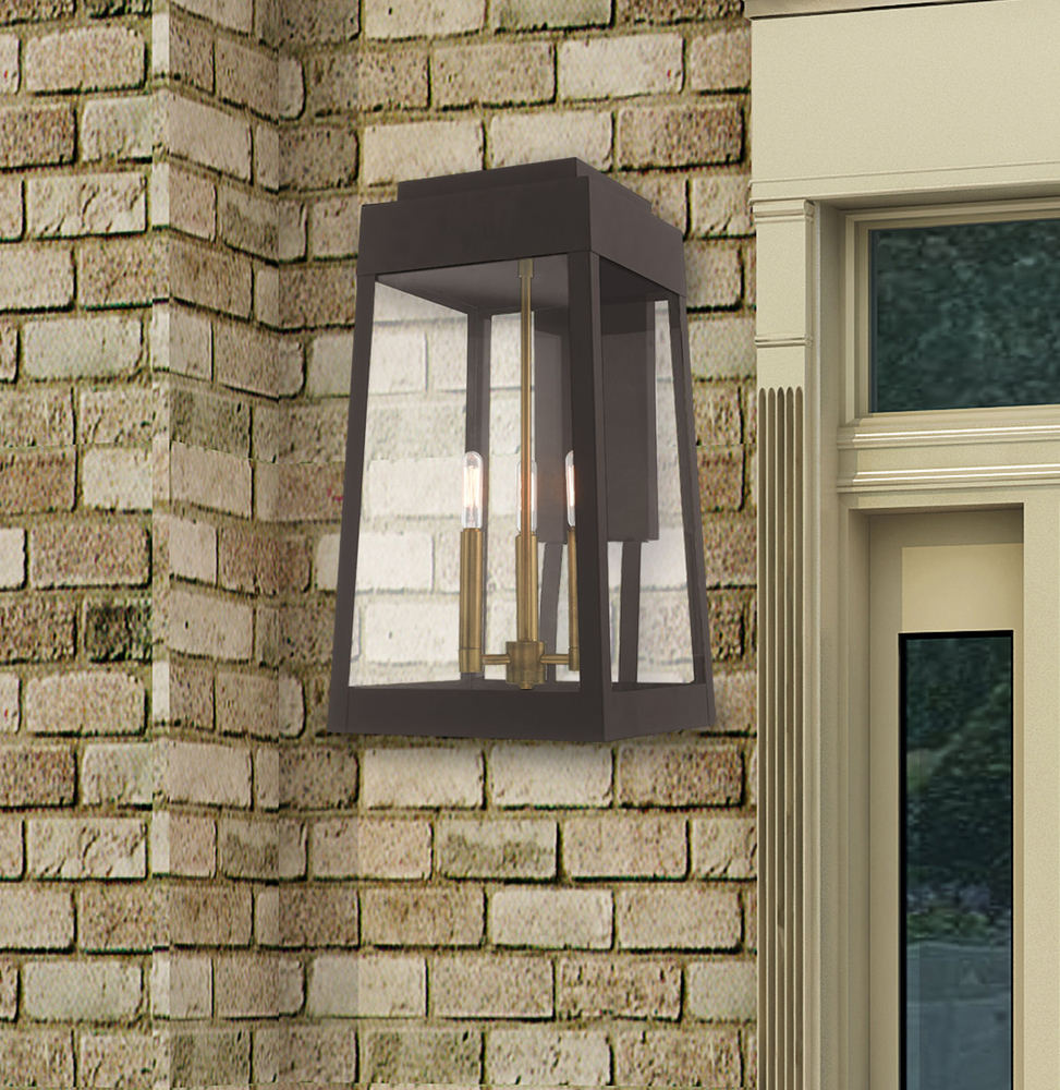 3 Lt Bronze Outdoor Wall Lantern