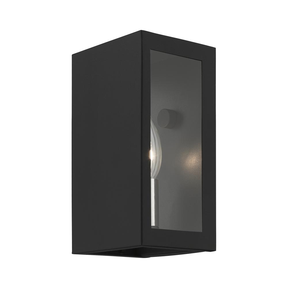 1 Light Textured Black with Brushed Nickel Candles Outdoor ADA Small Sconce