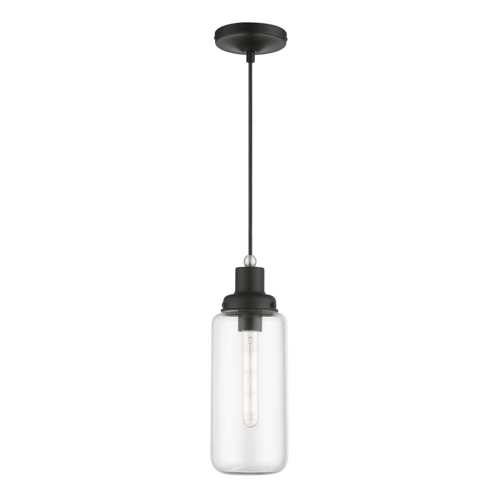 1 Light Black with Brushed Nickel Accent Mini Pendant