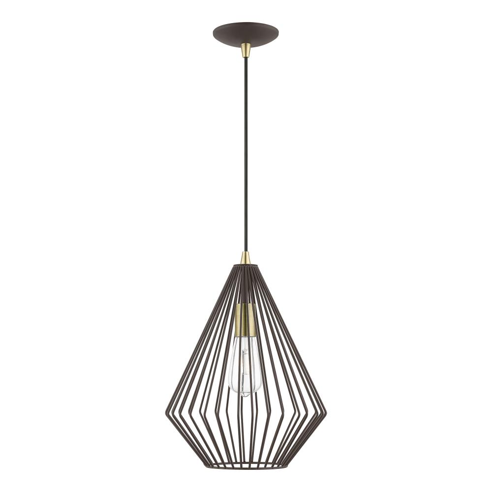 1 Light Bronze with Antique Brass Accents Pendant