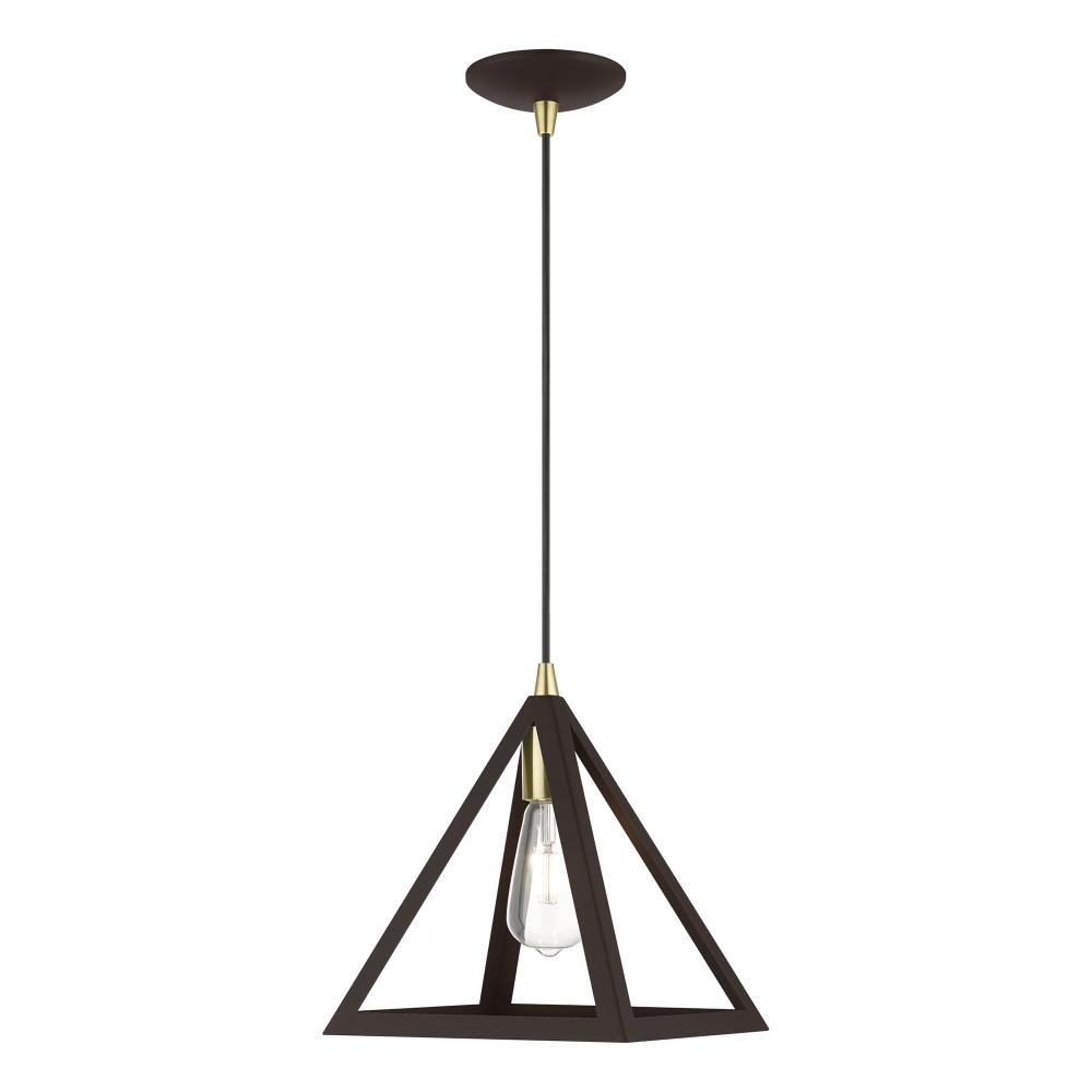 1 Light Bronze with Antique Brass Accents Pendant