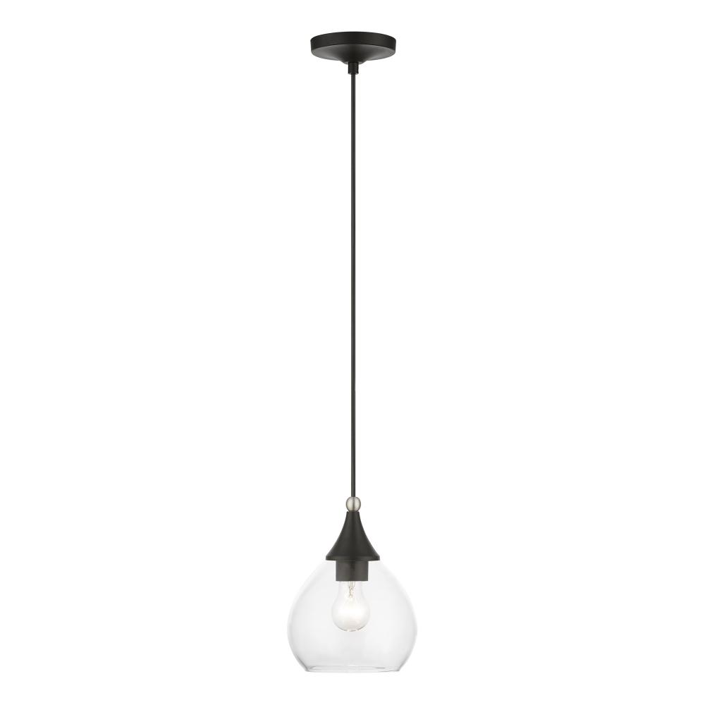 1 Light Black with Brushed Nickel Accents Mini Pendant