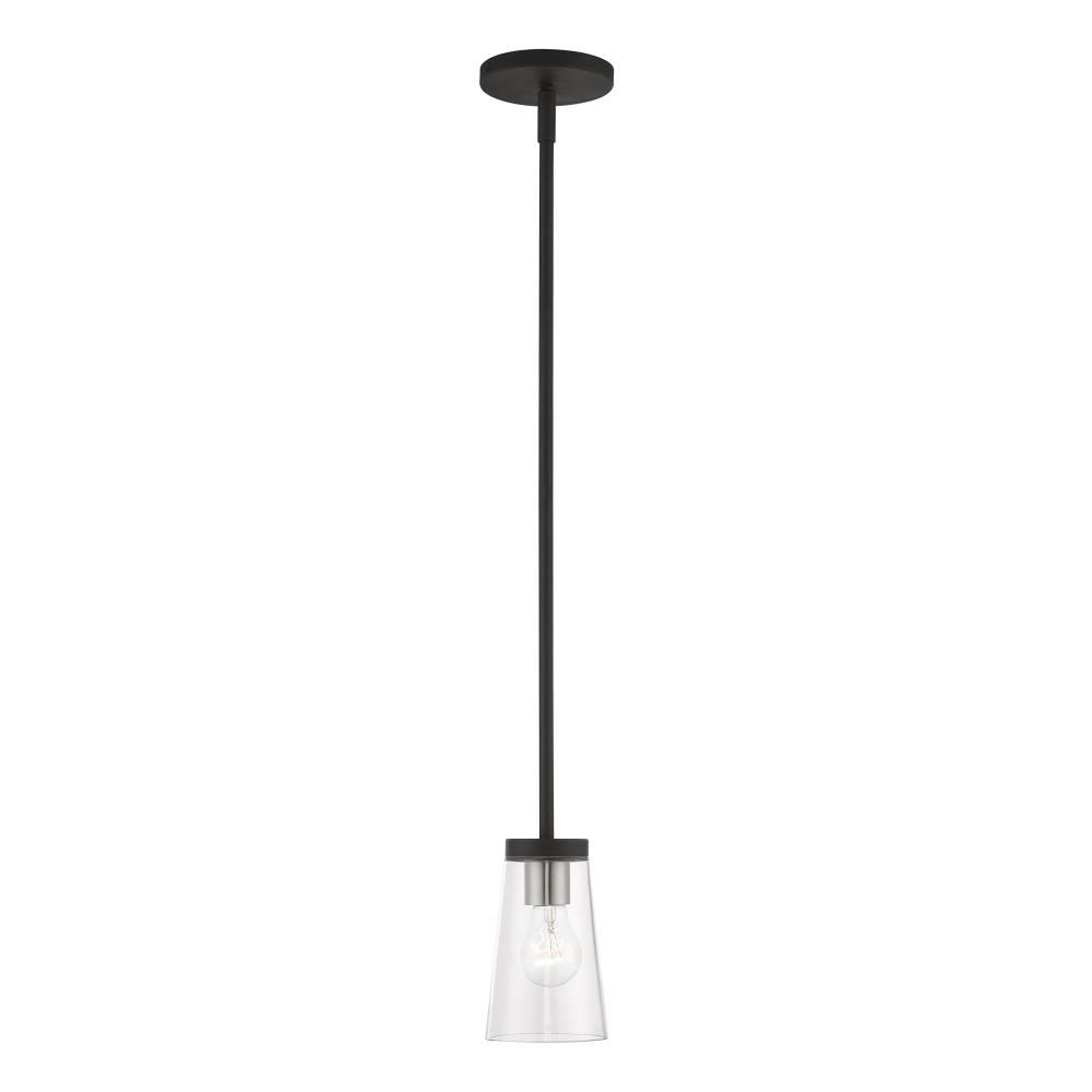 1 Light Black with Brushed Nickel Accents Mini Pendant