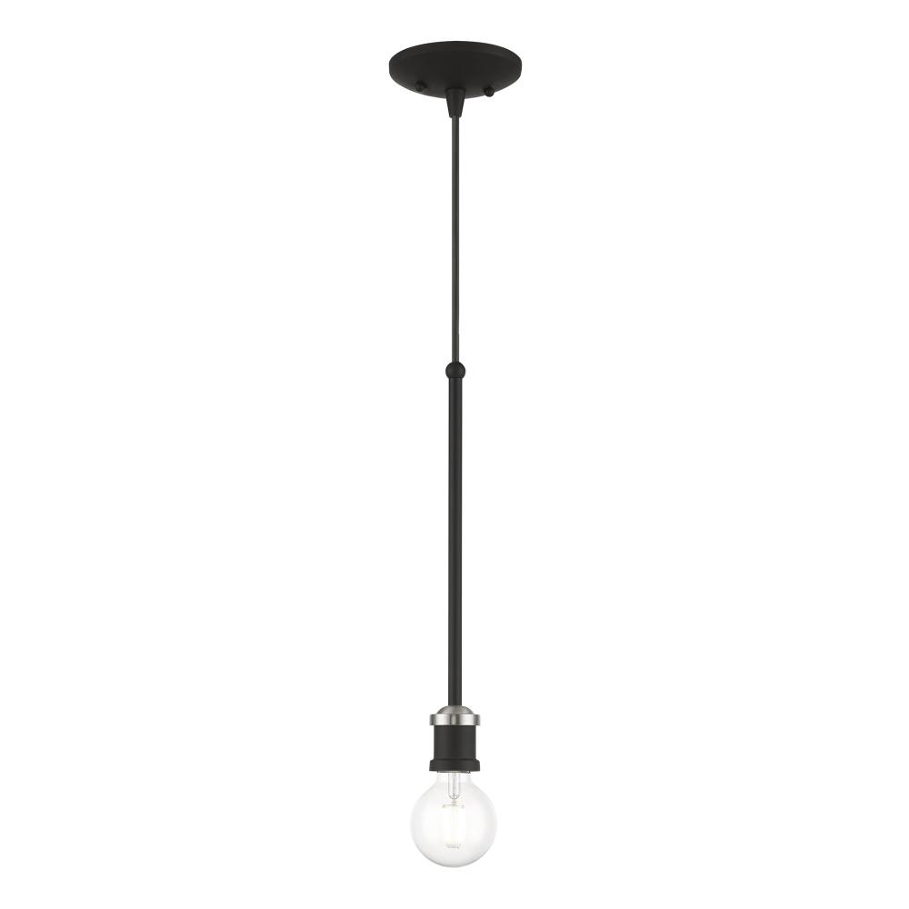 1 Light Black with Brushed Nickel Accents Single Pendant