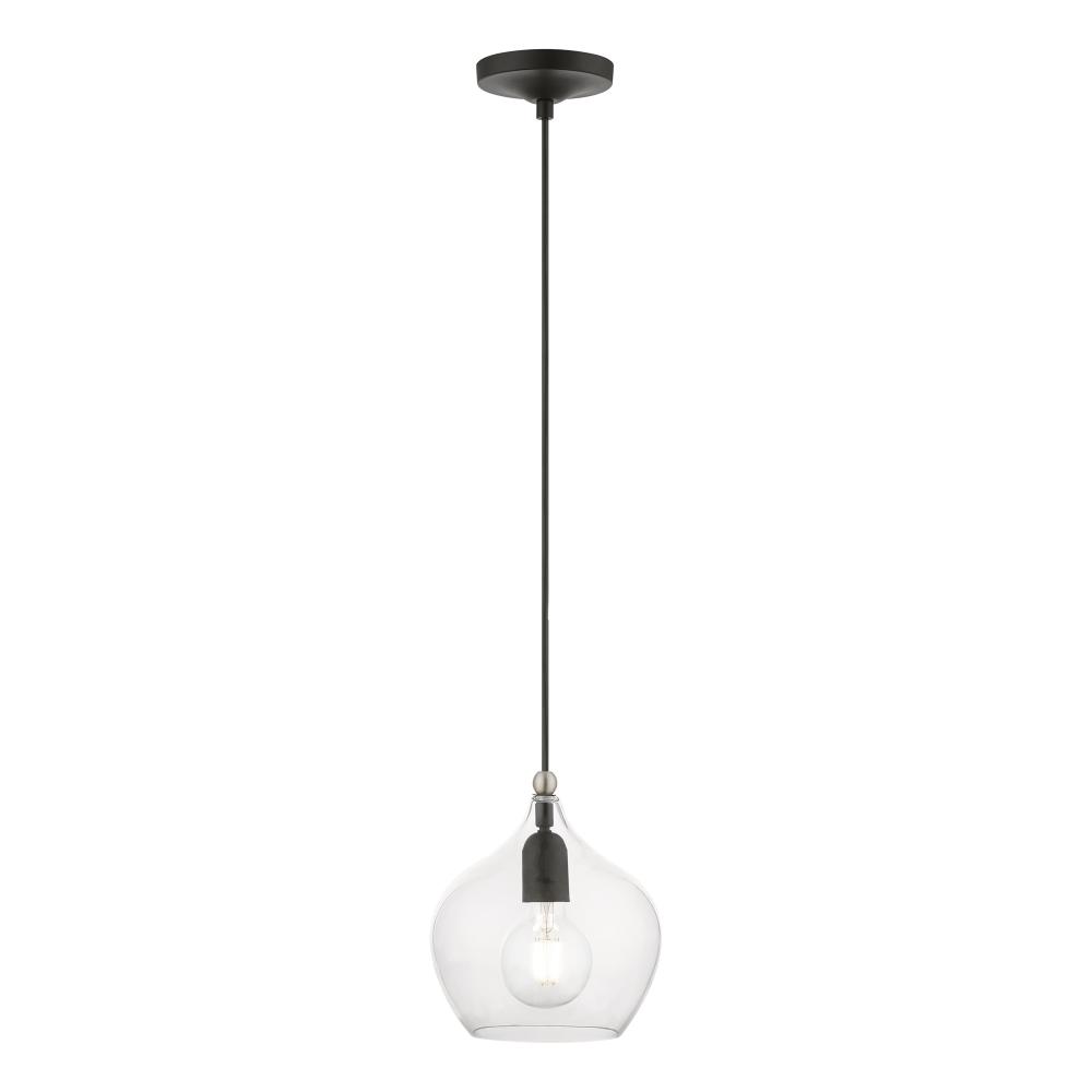 1 Light Black with Brushed Nickel Accent Pendant