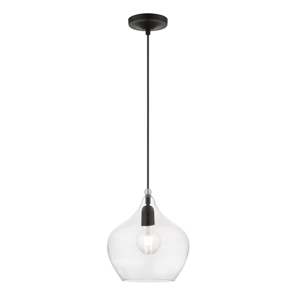 1 Light Black with Brushed Nickel Accent Pendant