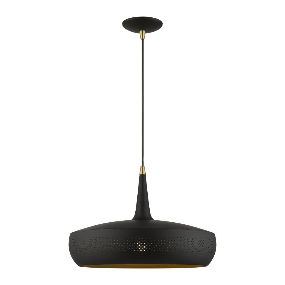 1 Light Black with Antique Brass Accents Pendant