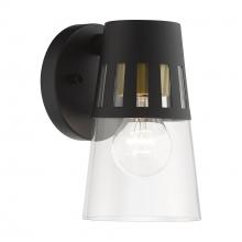 Livex Lighting 27971-04 - 1 Light Black Outdoor Small Wall Lantern with Soft Gold Finish Accents