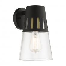 Livex Lighting 27972-04 - 1 Light Black Outdoor Medium Wall Lantern with Soft Gold Finish Accents