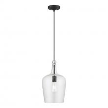 Livex Lighting 41237-04 - 1 Light Black with Brushed Nickel Accent Single Pendant