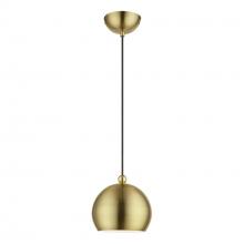 Livex Lighting 45481-01 - 1 Light Antique Brass with Polished Brass Accents Globe Mini Pendant