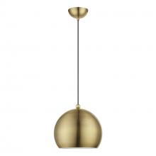 Livex Lighting 45482-01 - 1 Light Antique Brass with Polished Brass Accents Globe Pendant