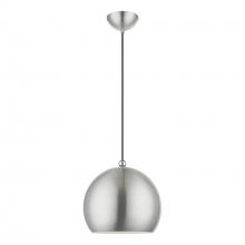 Livex Lighting 45482-91 - 1 Light Brushed Nickel with Polished Chrome Accents Globe Pendant