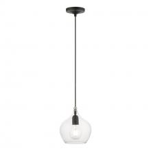 Livex Lighting 49088-04 - 1 Light Black with Brushed Nickel Accent Pendant