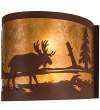 Meyda Blue 200323 - 15" Wide Moose at Lake Wall Sconce