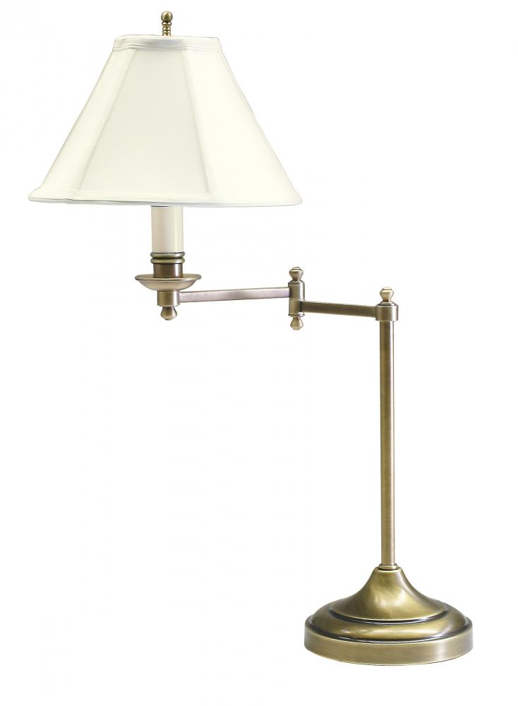 Club 25" Antique Brass Table Lamps with Swing Arm