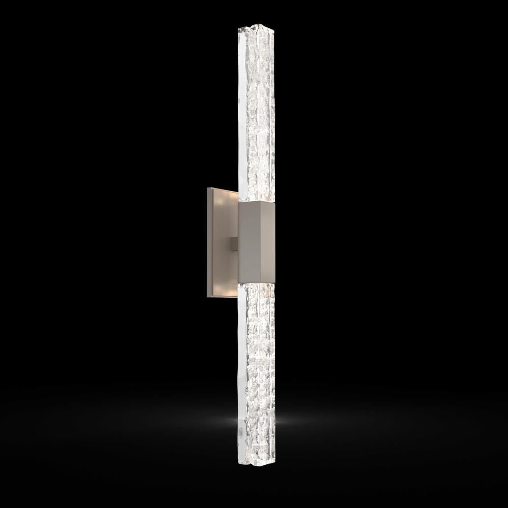 Axis Double Sconce-Beige Silver-Clear Textured Cast Glass-Ready to Ship