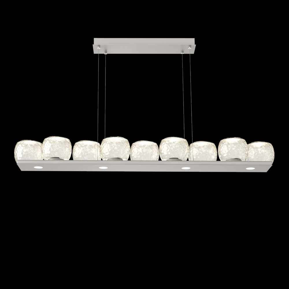 Vessel 59-inch Platform Linear-Beige Silver-Amber Blown Glass-Stainless Cable-LED 2700K