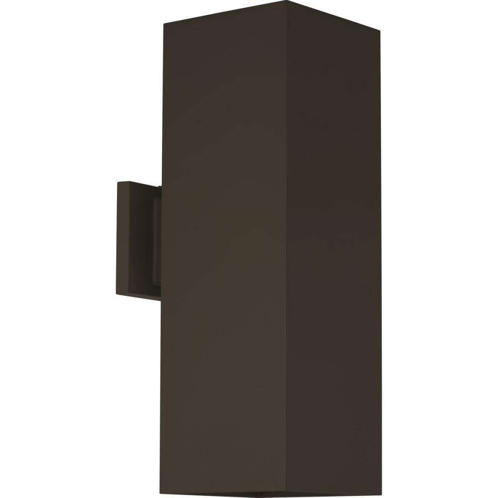 6" Square Up/Down Wall Lantern Two-Light Modern Antique Bronze Outdoor Wall Lantern with Top Len