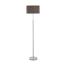 Eglo 95344A - 1x24W Floor Lamp w/ Satin Nickel/Chrome Finish & Brown Linen Shade