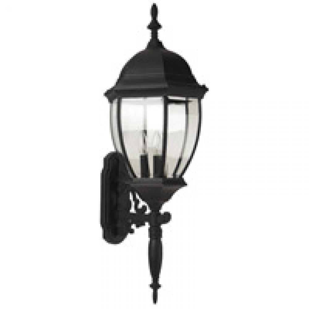 Bent Glass Cast 3 Light Large Outdoor Wall Mount in Textured Black