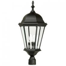 Craftmade Z555-TB - Straight Glass Cast 3 Light Outdoor Post Mount in Textured Black