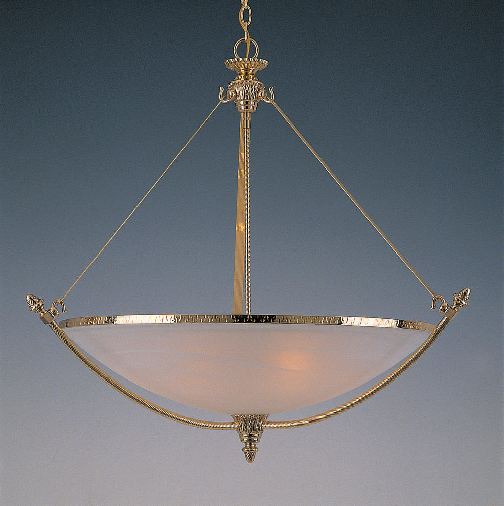 6 Light Polished Brass Traditional Pendant