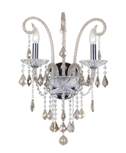 Crystorama 9832-CH-CG - 2 Light Polished Chrome Traditional Sconce Draped In Cognac Hand Cut Crystal