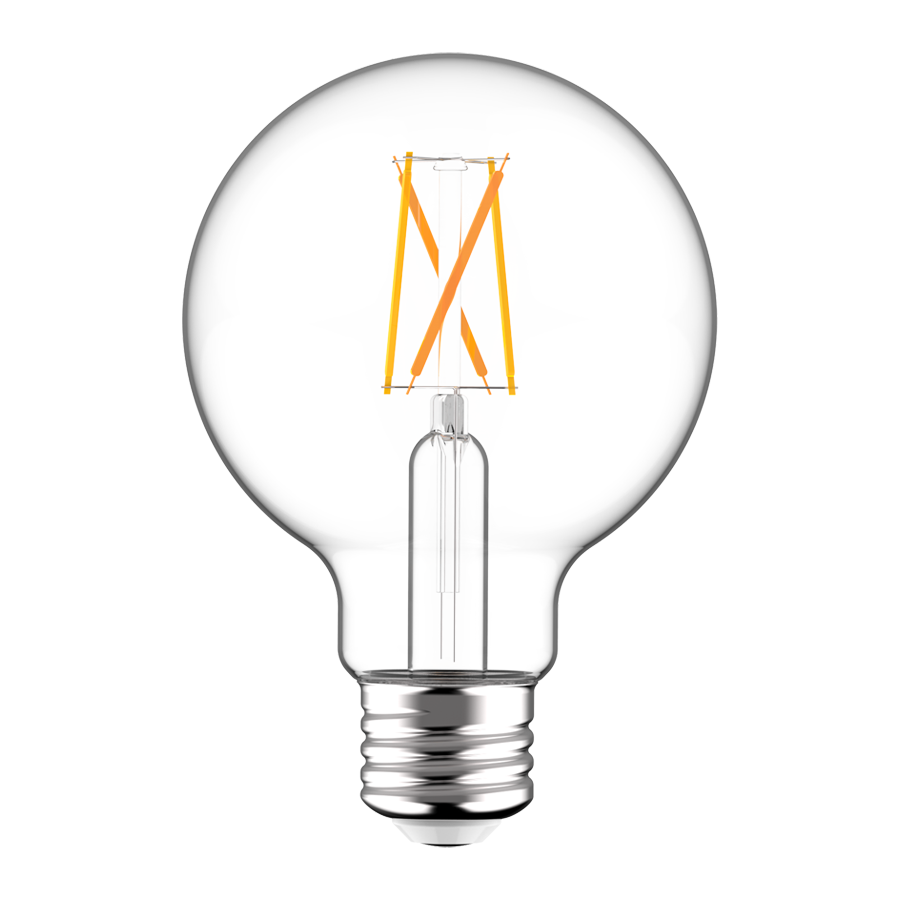 A-Line Bulbs, 350 lumens, G25, 3W, base E26, 90CRI, 2200K-3000K, filament, clear, dim to warm