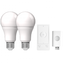 RAB Lighting A19-9-E26-9RGB-SS-2P-2/LCB - 8W, Tunable White 2200K - 6500K, RGBW A19 Lamp: 120V, Nano: 3V, Remote: 3V, 90CRI, 800LM, White