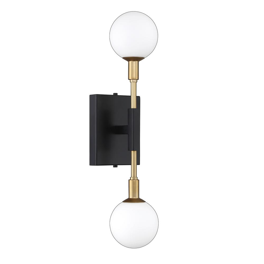 AMBIENCE 2-Light Black & Brass Wall Sconce