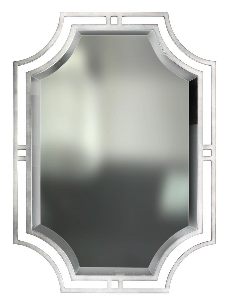 Cropped Corner Pinball Mirror - Satin Nickel
