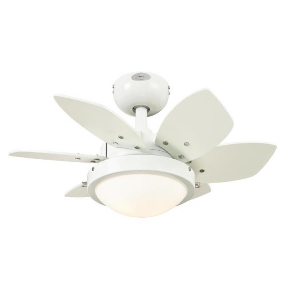 24 in. White Finish Reversible Blades (White/Beech) Opal Frosted Glass