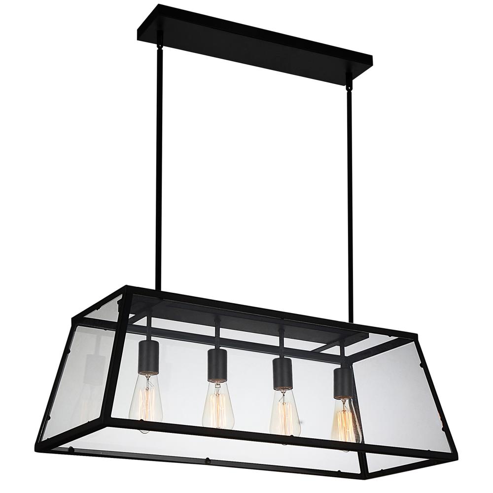 Alyson 4 Light Down Chandelier With Black Finish