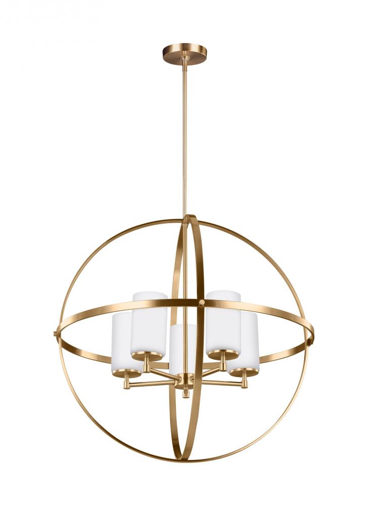 Alturas contemporary 5-light indoor dimmable ceiling chandelier pendant light in satin brass gold fi