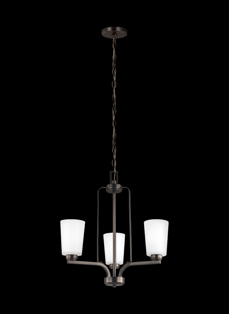 Franport transitional 3-light indoor dimmable ceiling chandelier pendant light in bronze finish with
