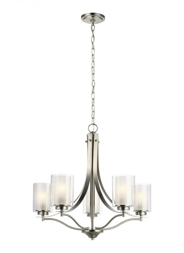 Elmwood Park traditional 5-light indoor dimmable ceiling chandelier pendant light in brushed nickel