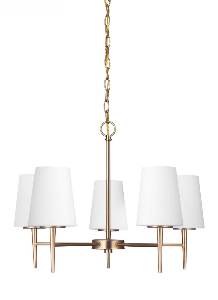 Driscoll contemporary 5-light indoor dimmable ceiling chandelier pendant light in satin brass gold f