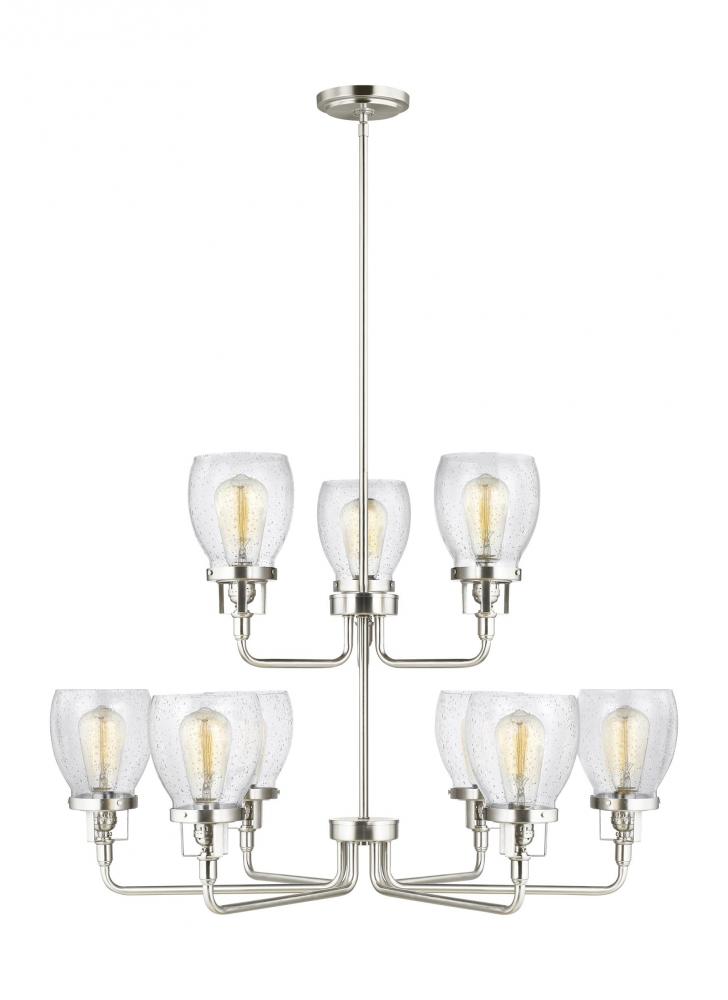 Belton transitional 9-light indoor dimmable ceiling chandelier pendant light in brushed nickel silve