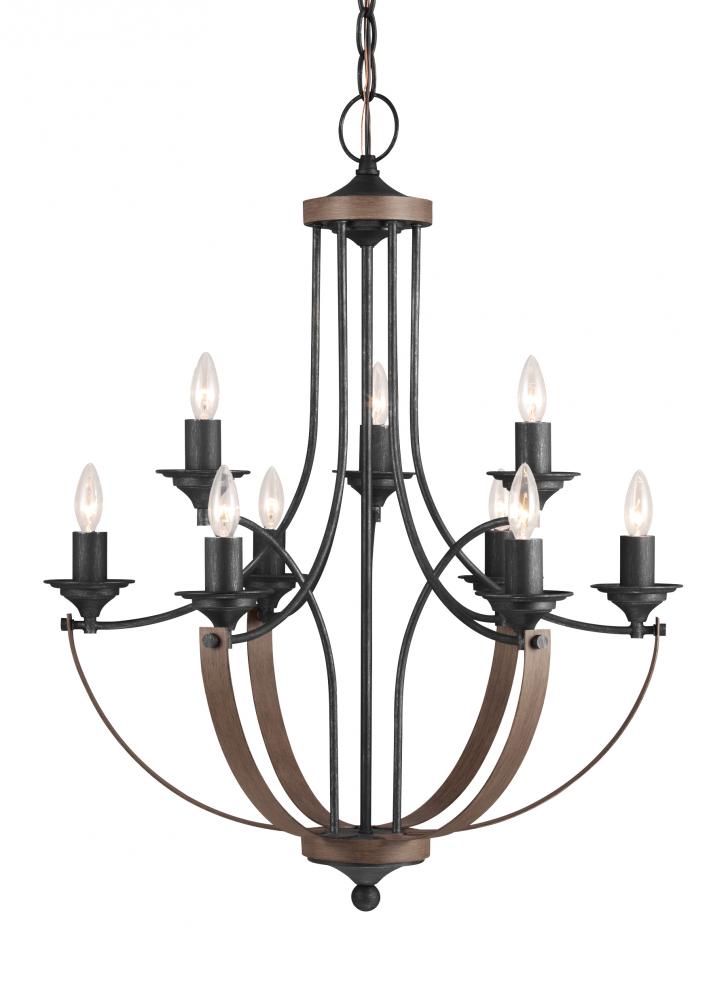 Corbeille traditional 9-light indoor dimmable ceiling chandelier pendant light in stardust weathered