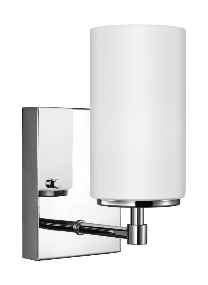 Alturas contemporary 1-light indoor dimmable bath vanity wall sconce in chrome silver finish with et