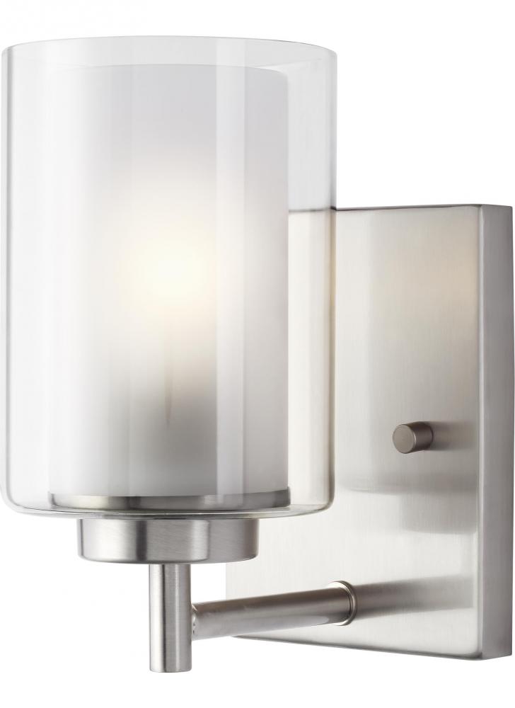 Elmwood Park traditional 1-light indoor dimmable bath vanity wall sconce in brushed nickel silver fi