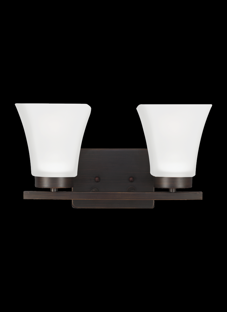 Bayfield contemporary 2-light indoor dimmable bath vanity wall sconce in bronze finish with satin et